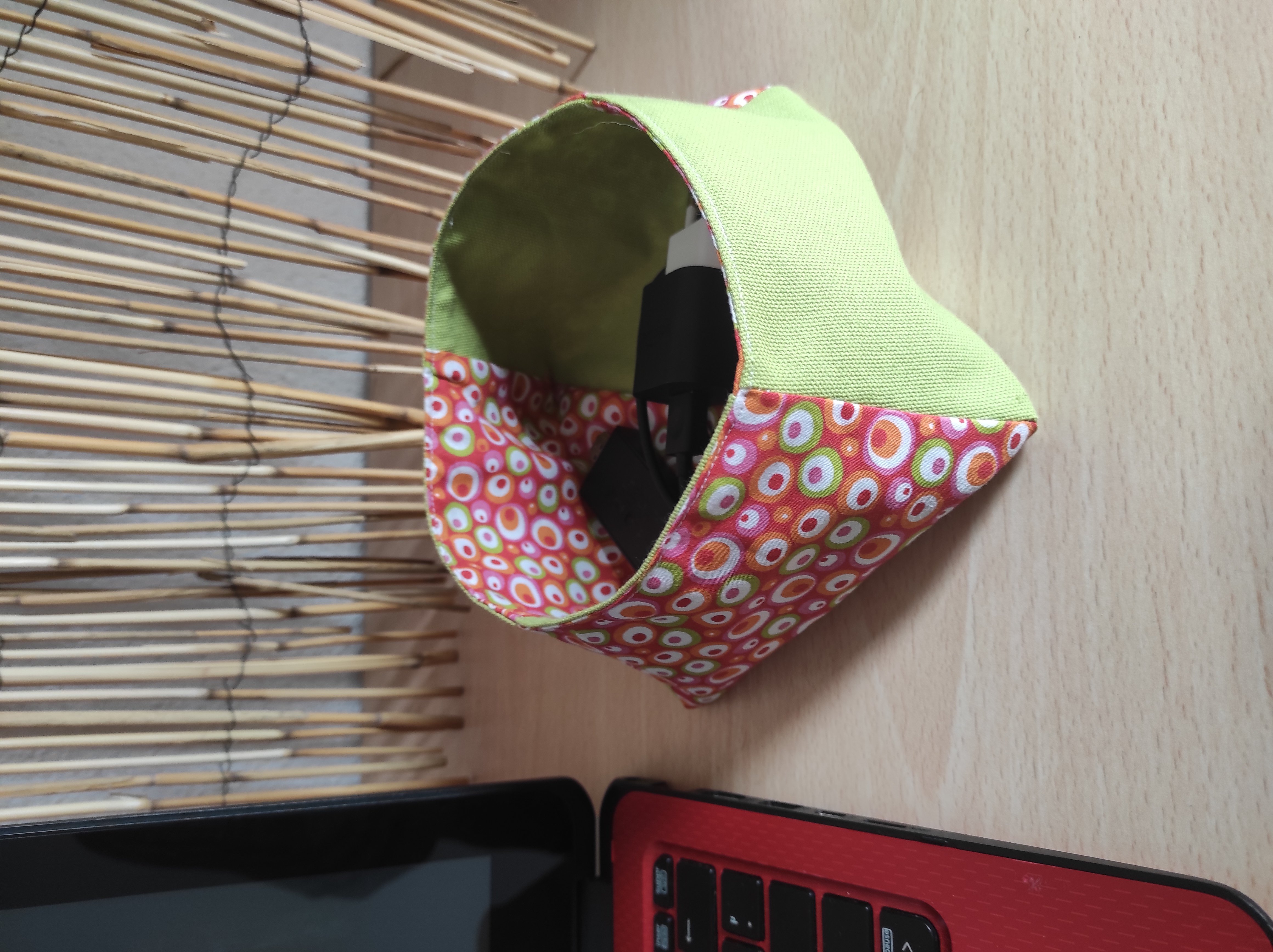 Vide poches en tissu coton &eacute;pais uni et coton imprim&eacute;