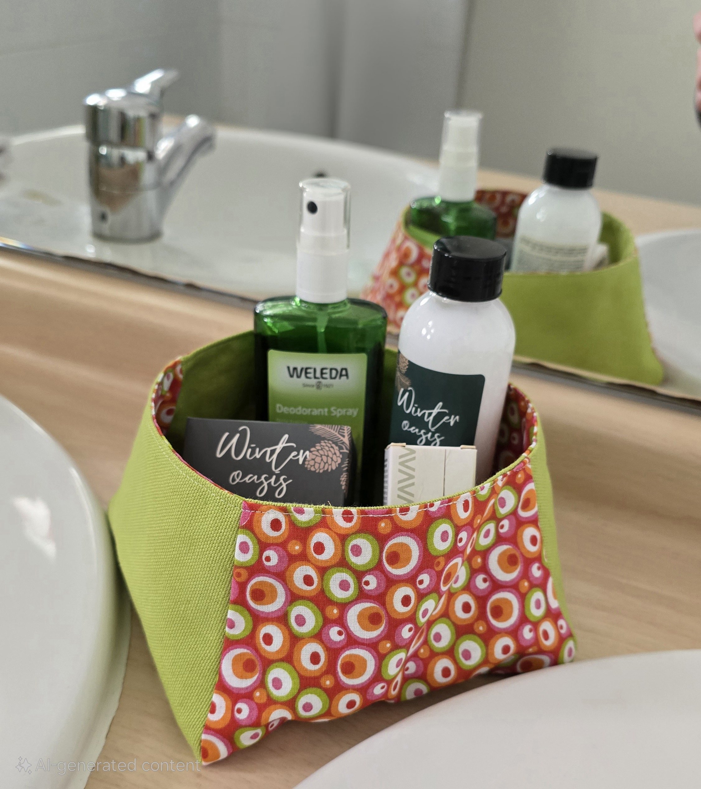 Vide poches en tissu coton &eacute;pais uni et coton imprim&eacute;