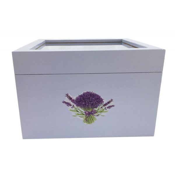 Tr&aelig;kasse med glasl&aring;g. Model : lavendula.