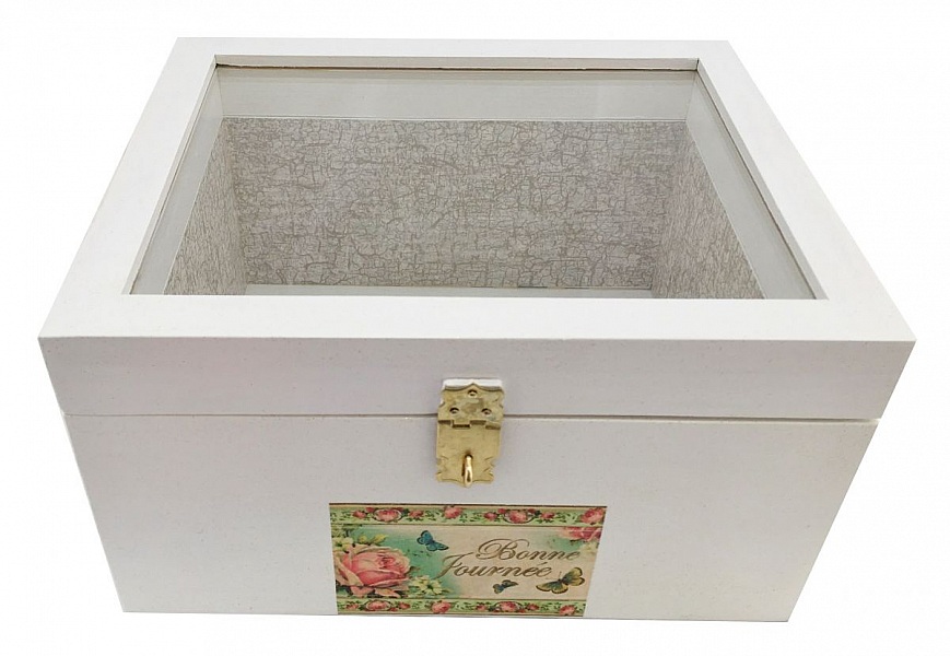 Tr&aelig;kasse med glasl&aring;g. Model : god dag