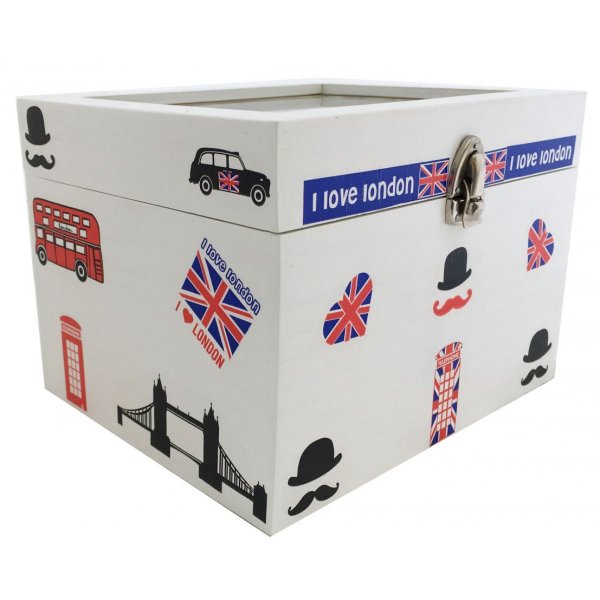 Tr&aelig;kasse og glasl&aring;g. Model : london