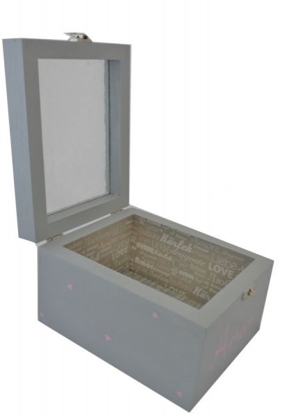 Tr&aelig;kasse med glasl&aring;g