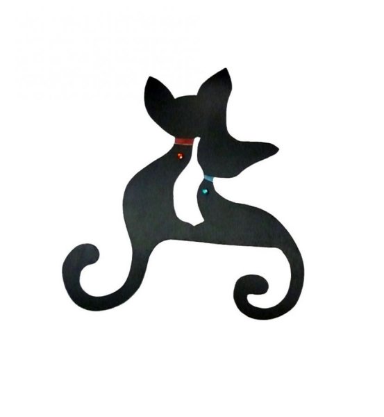 V&aelig;g- eller d&oslash;rskilt stort kattepar i omfavnelse p&aring; en strasse 43x41 cm