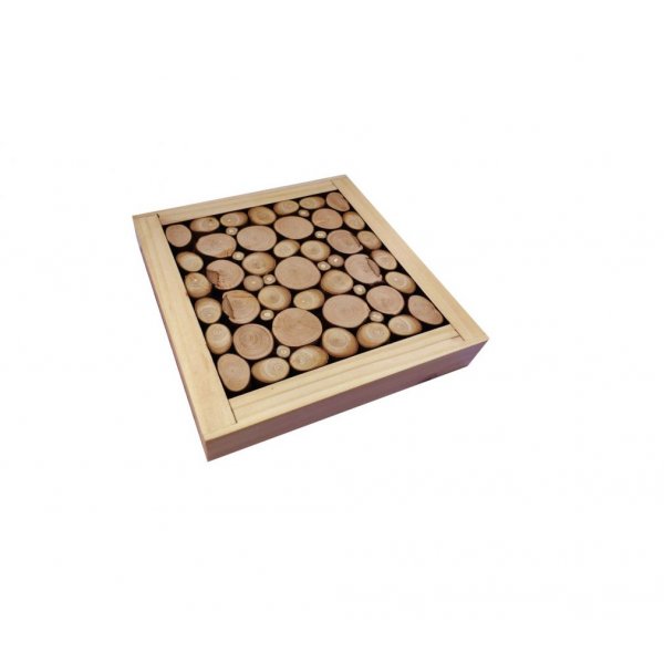 Bordunderlag i hasseln&oslash;d / lilla tr&aelig;stammer, vendbar i en kop med guld krakeleret dekoration