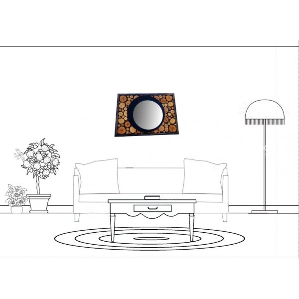 Rektangul&aelig;rt spejl i ibenholt tr&aelig; 31 x 22