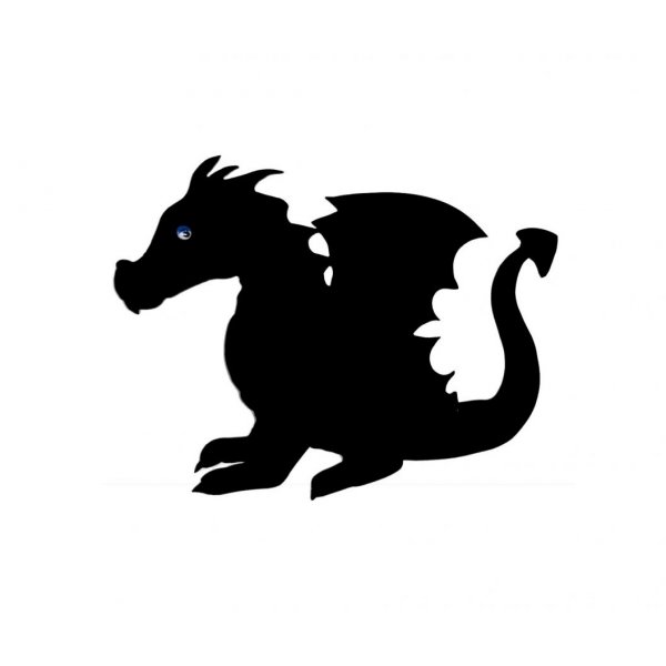 Tr&aelig;skilt til v&aelig;g eller d&oslash;r model : drage barn 40x28 cm sort