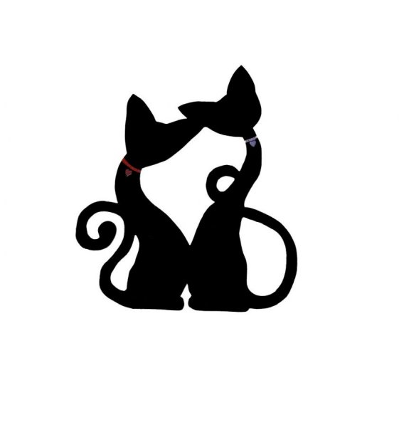 Skilt til v&aelig;g eller d&oslash;r i tr&aelig; model : par kat stort hjerte omfavne 46x40 cm sort