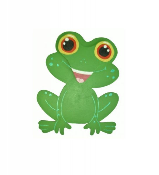 Skilt til v&aelig;g eller d&oslash;r i tr&aelig; model : fr&oslash; chibi manga 21x20 cm gr&oslash;n