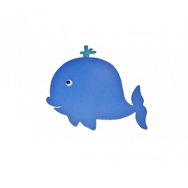 Pancarte mural / porte en bois model :petite baleine 21x22 cm paillette