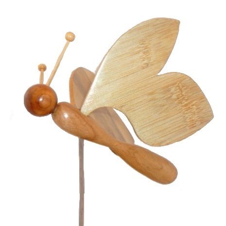 papillon en cèdre, bambou et hêtre sur socle en marbre italien Terrazzo à poser sculpture en bois