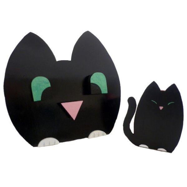 Tilbage til skolen s&aelig;t i tr&aelig; model : fr&aelig;k kat Blyantesk&aring;l og v&aelig;ggarderobe med 3 kroge + n&oslash;glering