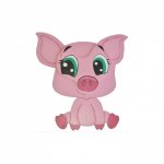 Træskilt til væg eller dør model :gris chibi pig piglet manga 21x20 cm pink