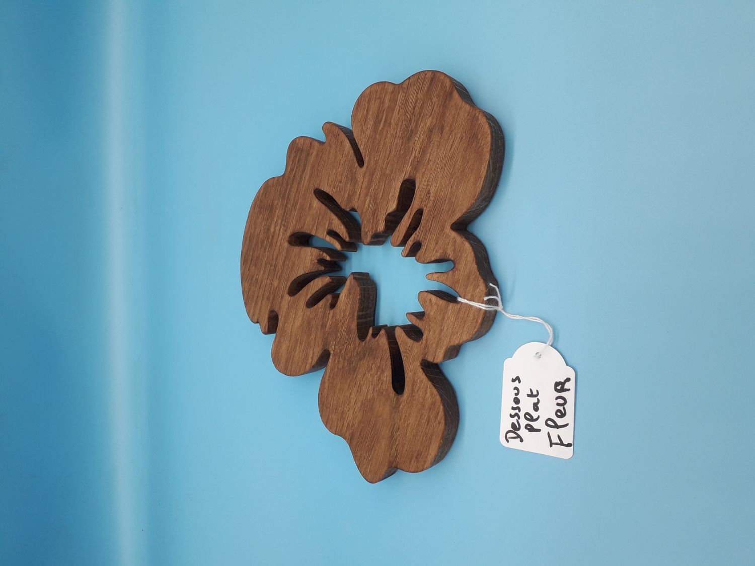 Fleur de pensée trivet i massiv eg 15 mm tyk