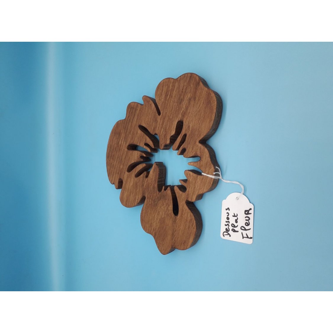 Fleur de pensée trivet i massiv eg 15 mm tyk