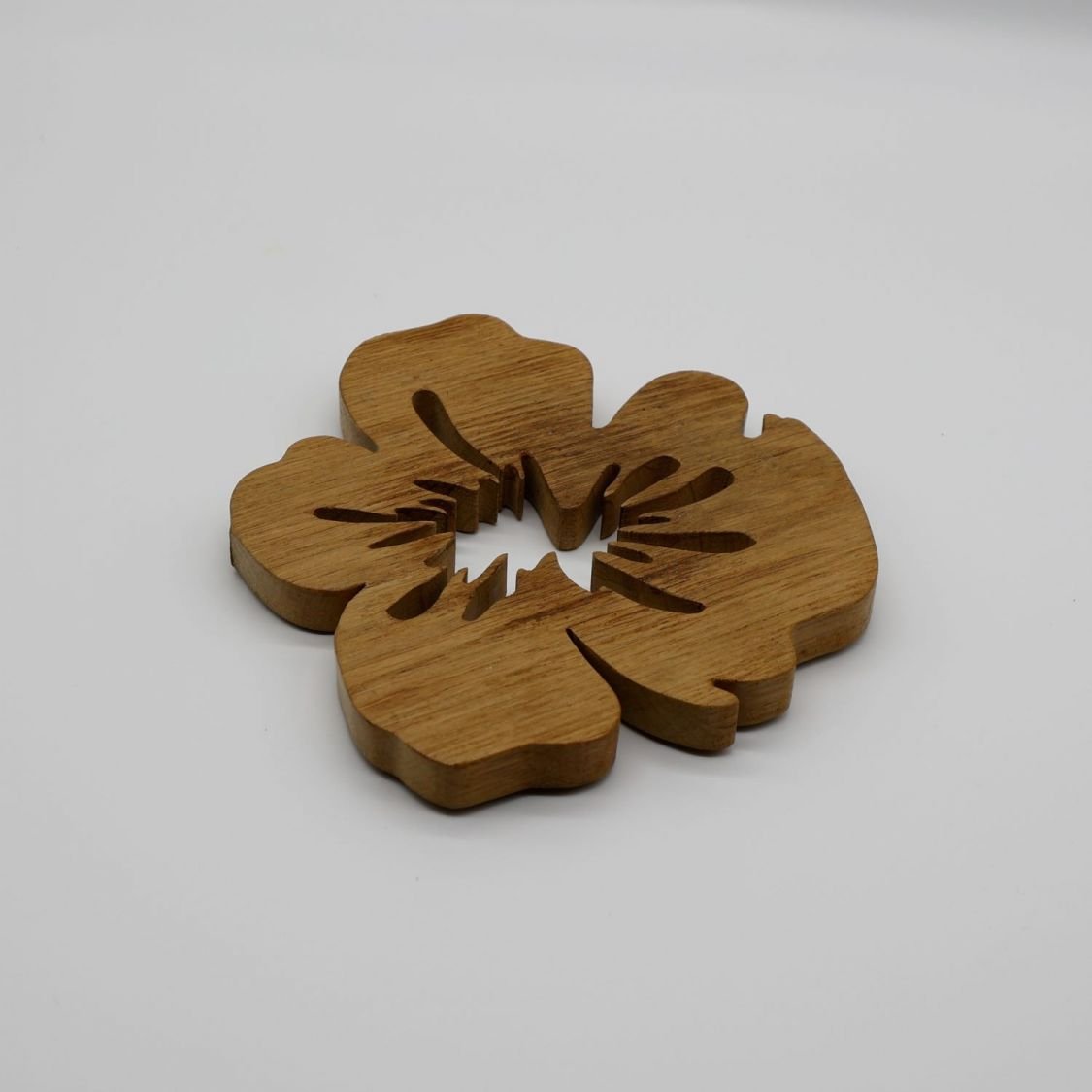 Fleur de pensée trivet i massiv eg 15 mm tyk