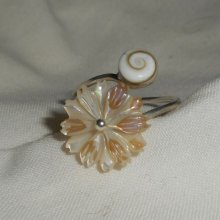 Original 925 sterling sølv ring med perlemor Daisy og St. Lucia øje