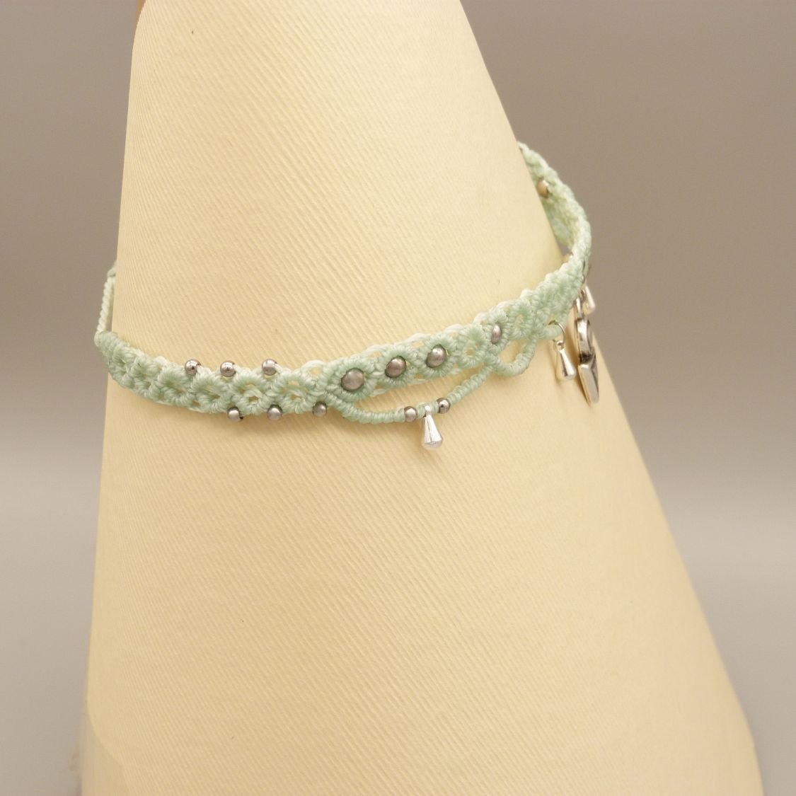 Vand mintgrøn mikro macramé choker halskæde