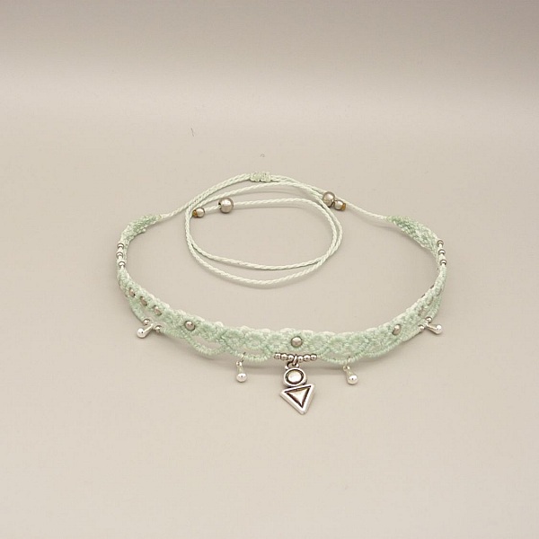 Vand mintgr&oslash;n mikro macram&eacute; choker halsk&aelig;de