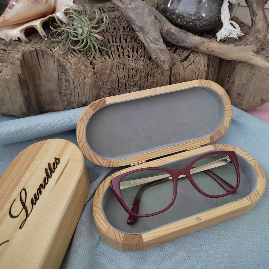 Etui à Lunettes bois brut, gravé à personnaliser