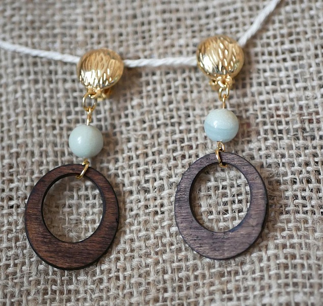 &Oslash;reringe i valn&oslash;ddetr&aelig; og amazonit &aelig;delsten