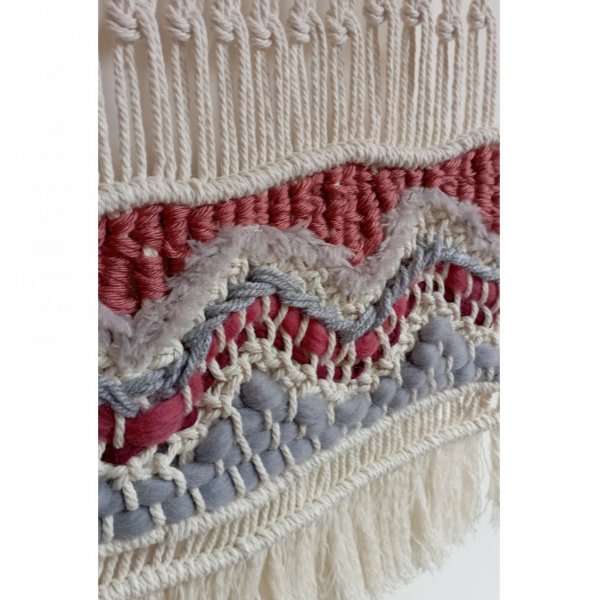 Ensemble de suspensions murales en macram&eacute; tiss&eacute; et tissage circulaire assorti