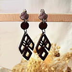 Boucles d'oreilles géométriques en bois sur clou rond acier