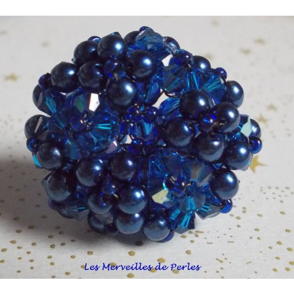 Night Blue Ring med Swarovski krystalfacetter og spinnere