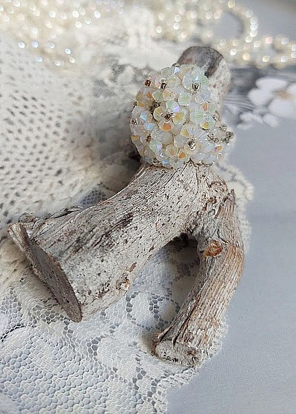 Krystalring med Swarovski krystalfacetter og spinnere