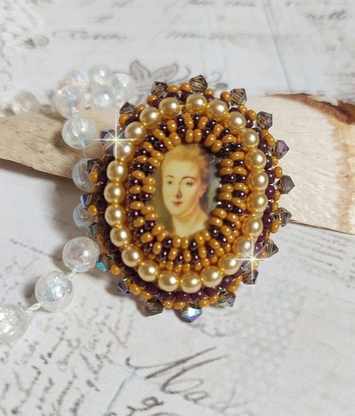 Mme de Pompadour ring broderet med perleperler, Swarovski krystal, en meget smuk forf&oslash;relse