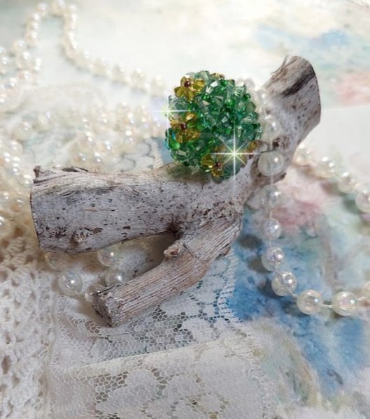 Tender Green Ring med Swarovski krystalfacetter og spinnere