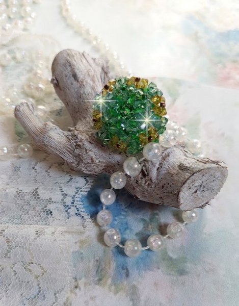 Tender Green Ring med Swarovski krystalfacetter og spinnere