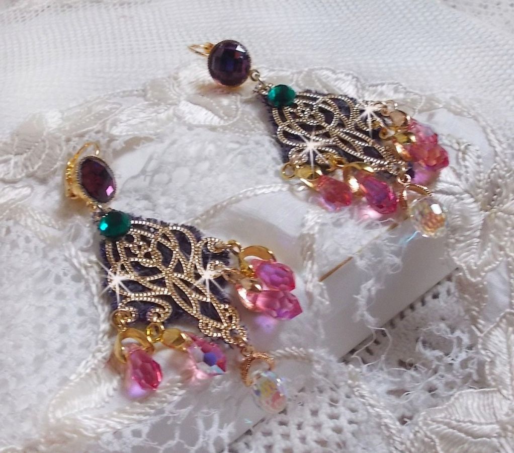 BO Asiane skabt med Swarovski Crystal Drops, 1950's Violet blonder og glasperler