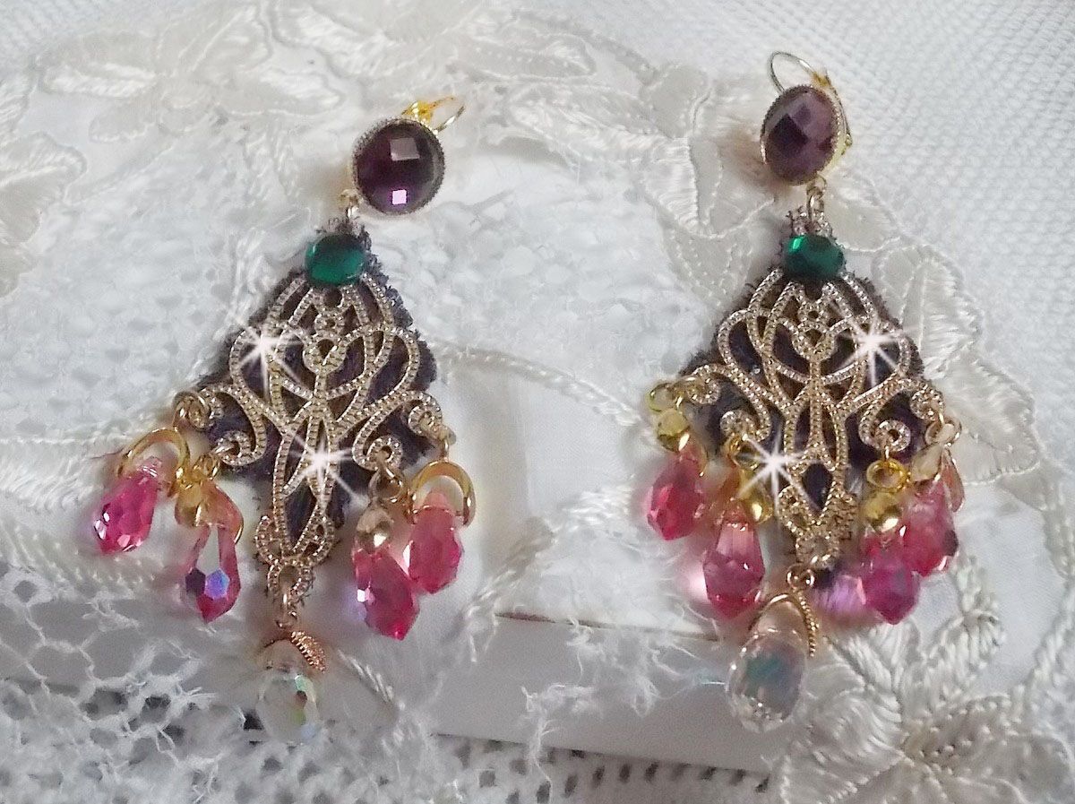 BO Asiane skabt med Swarovski Crystal Drops, 1950's Violet blonder og glasperler