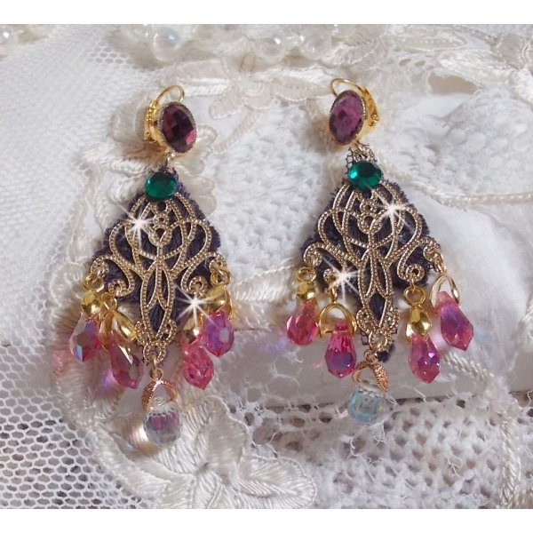 BO Asiane skabt med Swarovski Crystal Drops, 1950's Violet blonder og glasperler