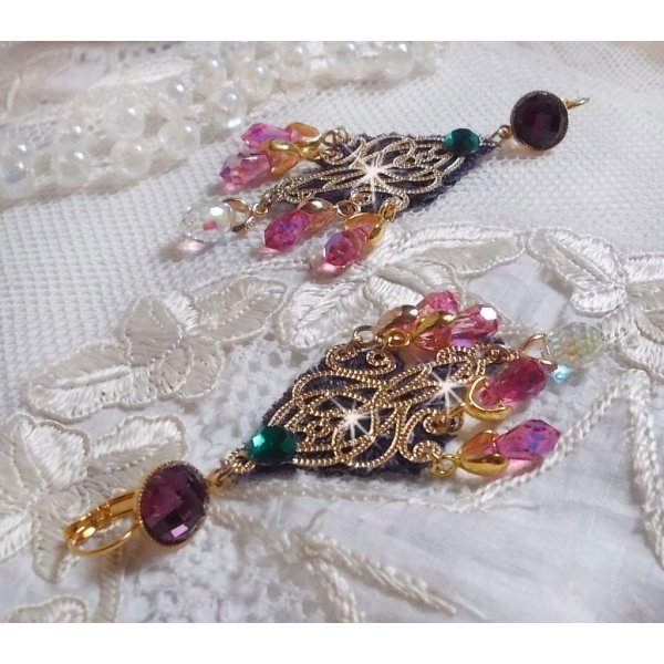 BO Asiane skabt med Swarovski Crystal Drops, 1950's Violet blonder og glasperler