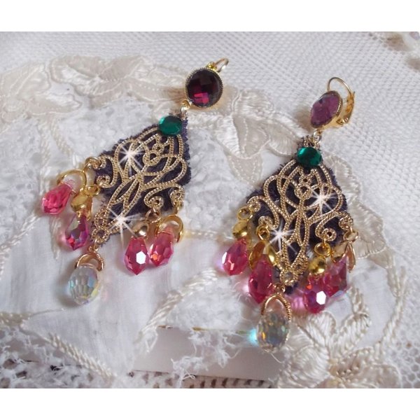 BO Asiane skabt med Swarovski Crystal Drops, 1950's Violet blonder og glasperler