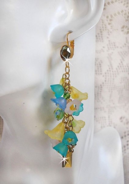 BO Bella Yellow monteret med Swarovski-krystaller, matterede blomster og perler 