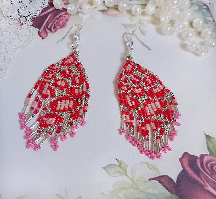 BO Imagine montées avec rocailles verres, tubes Argent 925 et crochets d’oreilles plaqué argent