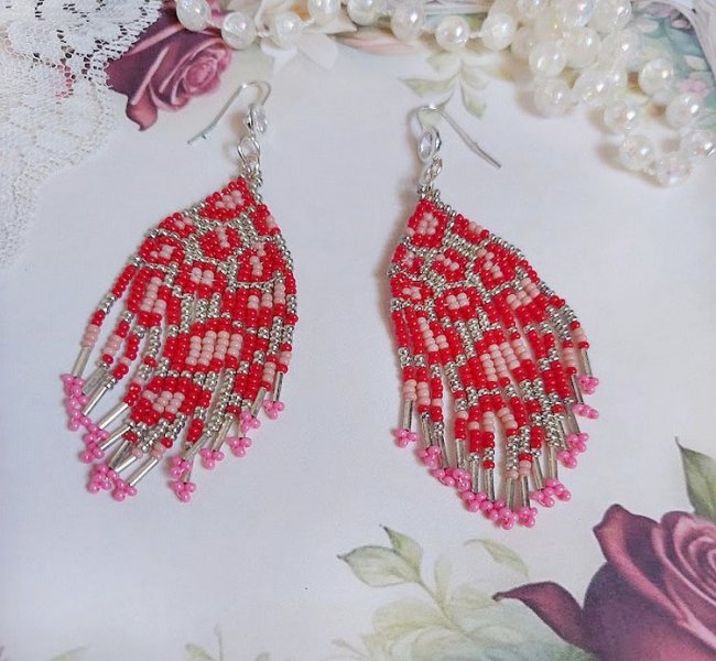 BO Imagine montées avec rocailles verres, tubes Argent 925 et crochets d’oreilles plaqué argent