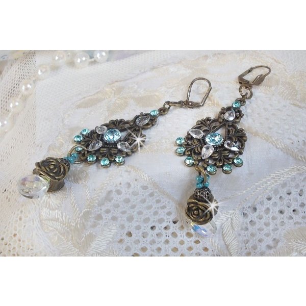 BO Lady in Blue monteret med Swarovski krystaller og Zirconium med bronze tilbeh&oslash;r