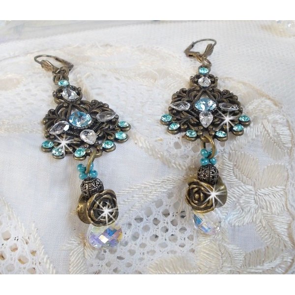 BO Lady in Blue monteret med Swarovski krystaller og Zirconium med bronze tilbeh&oslash;r