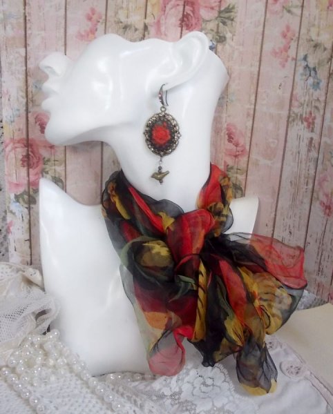 BO Loly Roses skabt med harpiks cabochons, krystal rhinestone k&aelig;de med bronze tilbeh&oslash;r