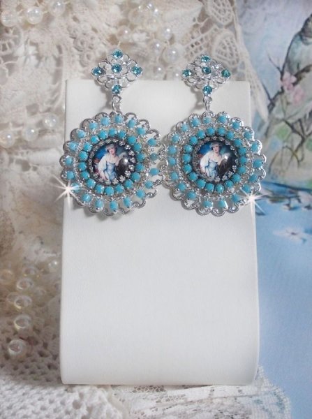 BO Moment de D&eacute;tente skabt med Vintage Dames forst&oslash;rrelsesglas cabochons, Swarovski krystaller, frim&aelig;rker og glasperler