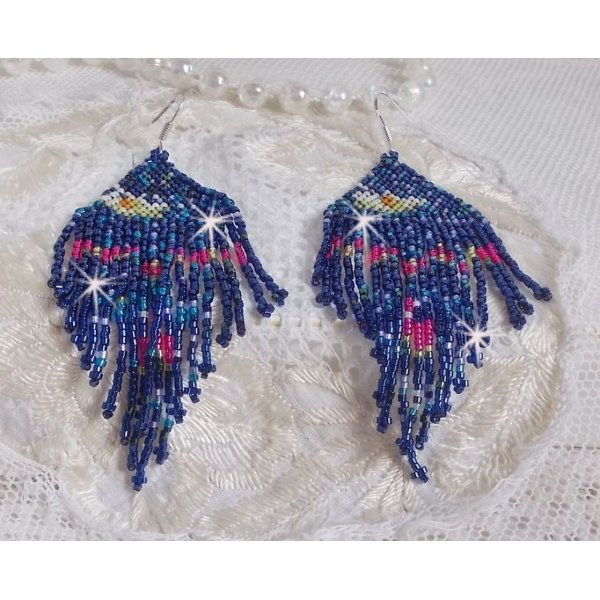 BO Vandliljer skabt med Miyuki fr&oslash;planter og Toho i bl&aring;, pink, hvid, gul, orange og gr&oslash;n