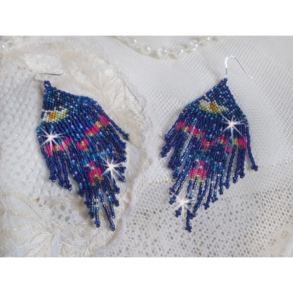 BO Vandliljer skabt med Miyuki fr&oslash;planter og Toho i bl&aring;, pink, hvid, gul, orange og gr&oslash;n