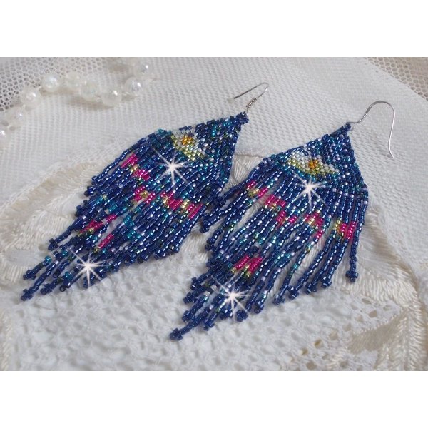 BO Vandliljer skabt med Miyuki fr&oslash;planter og Toho i bl&aring;, pink, hvid, gul, orange og gr&oslash;n