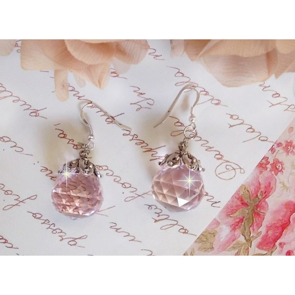 BO Rose Iris&eacute;e med Swarovski krystalkugler og &oslash;rekroge i 925/1000 s&oslash;lv