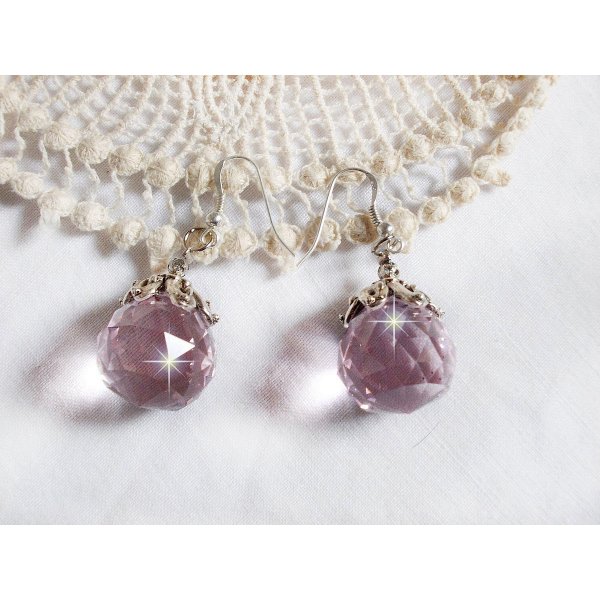 BO Rose Iris&eacute;e med Swarovski krystalkugler og &oslash;rekroge i 925/1000 s&oslash;lv