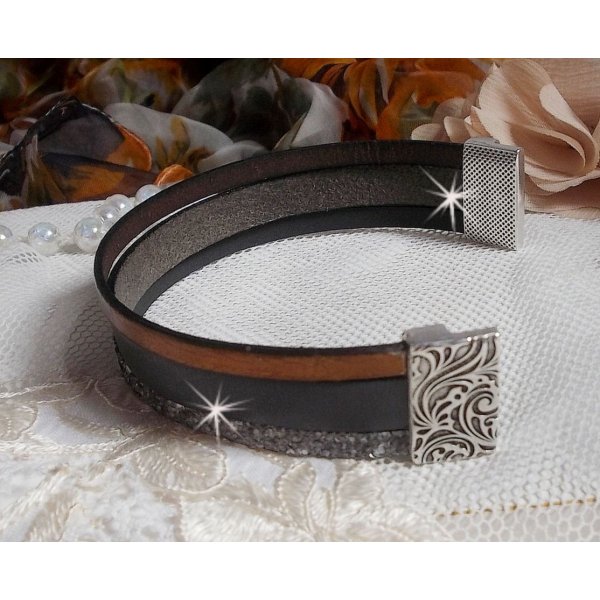 Bracelet Arnaud Homme avec des lacets de cuir et un fermoir aimant&eacute;