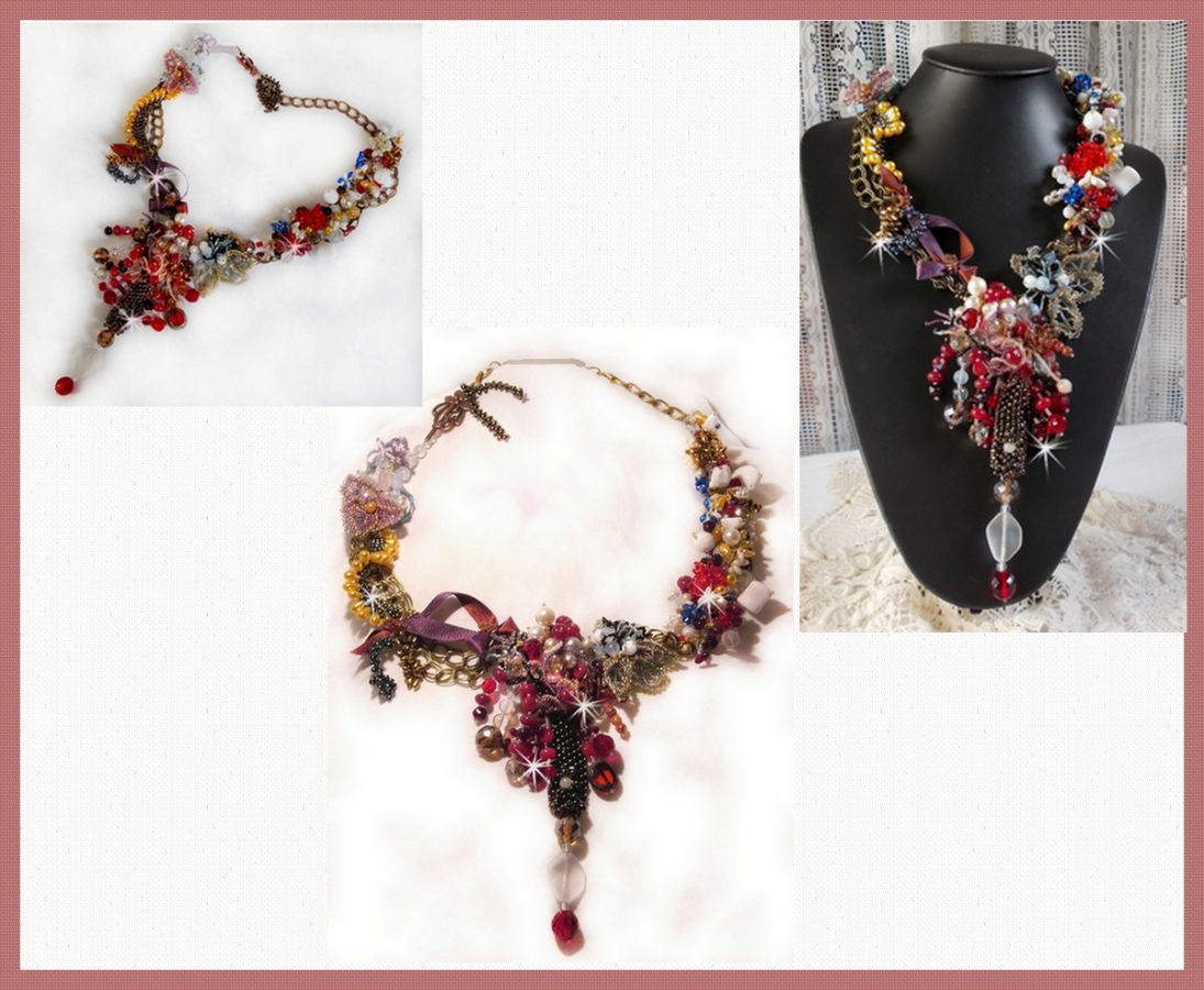 Collier Printemps Coloré avec des cristaux de Swarovski, et des perles diverses